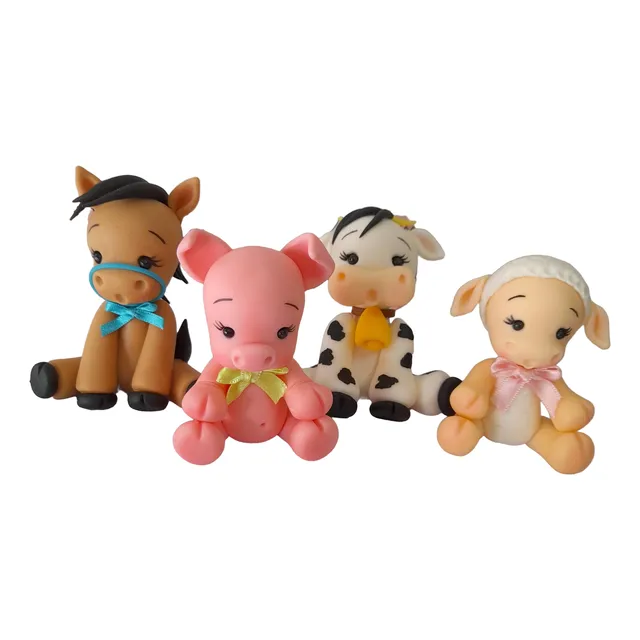Animales De La Granja Adorno Para Torta Naranja