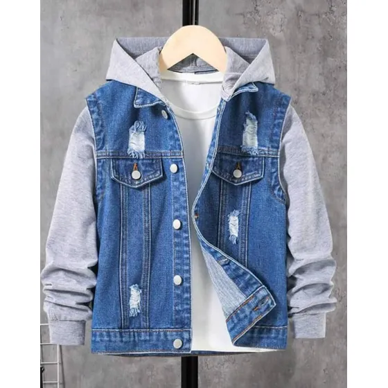 Chaqueta Jean Strech Gruesa Vitaly Con Capucha Para Hombre