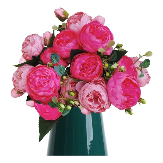 Bomjjor 3 Peonia Artificial Seda Diseño Para Boda Centro