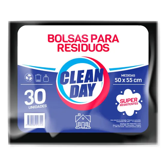 Bolsa Residuos 50x55 Clean Day 30 Un