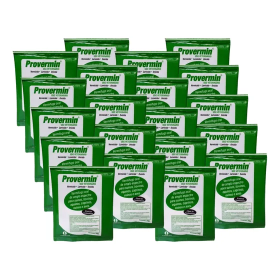 Kit 20 Vermífugos Provermin Pó Equinos Aves Suinos 20g