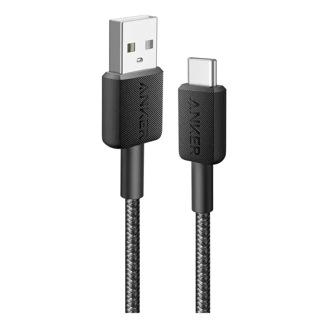 Cable Usb Tipo C Anker 322 Trenzado Nylon 1mt Carga Rápida Color Negro