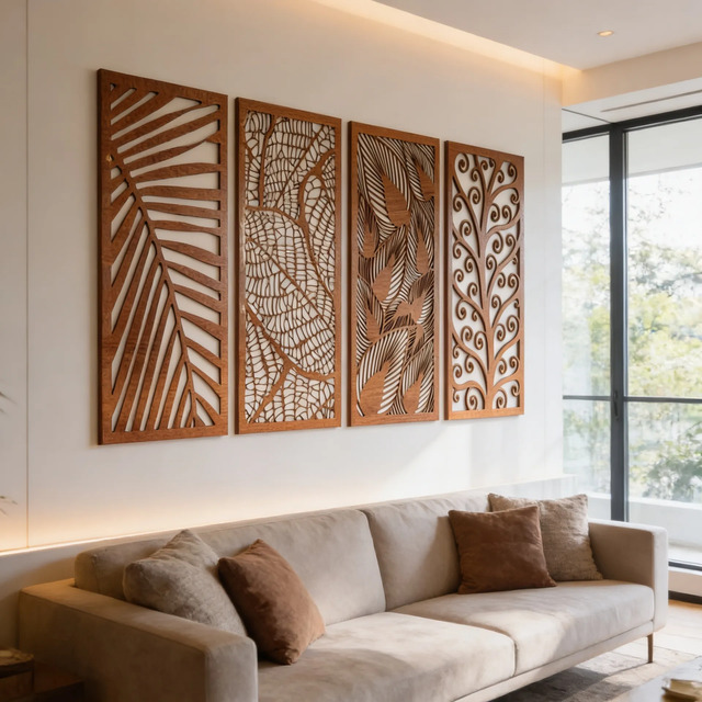 Conjunto 4 Quadro Folhagem Natureza Decoração Para Casa