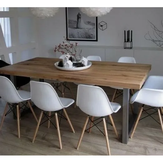 Mesa Industrial Comedor Madera Y Hierro (160x80x75)