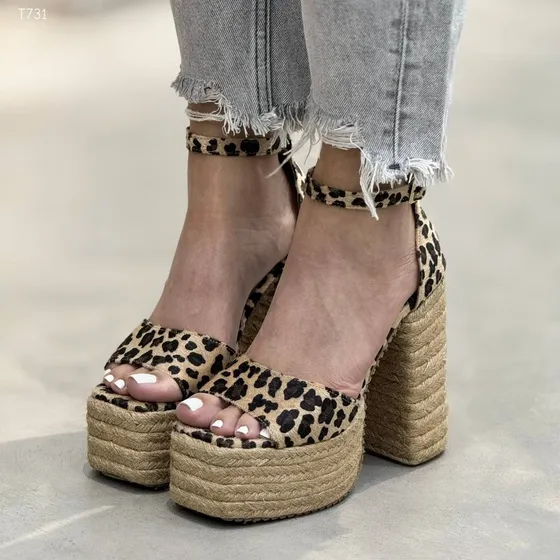 Tacones Yute Animal Print Mujer