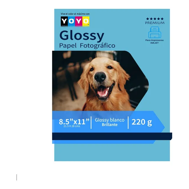 100 Paq Papel Foto Premium Carta 220g 20 Hojas C/u Yoyo Blanco