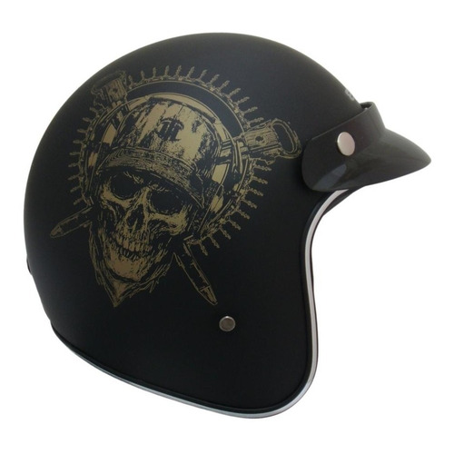Casco Moto Abierto Ghb 181 Skull Negro Matte