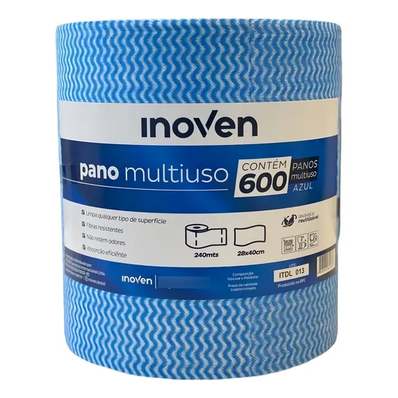 Pano Multiuso Limpeza Lavável Reutilizável 28x40cm 600un 240 Cor Azul