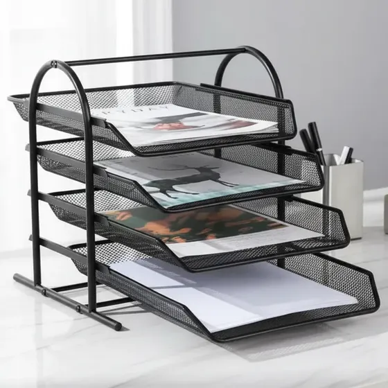 Suporte Organizador De Documento Papel A4 4 Bandejas