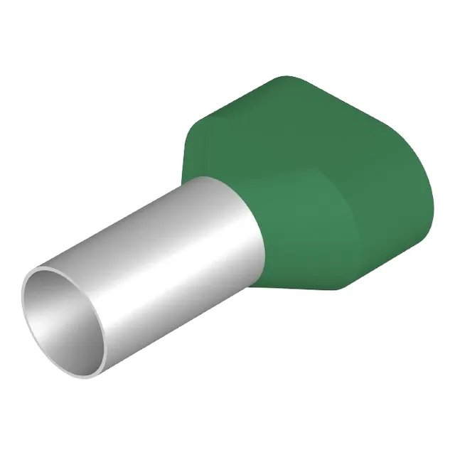 Terminal Tubular Ferrul Doble Cable2x6awg Verde Cañon 12mm
