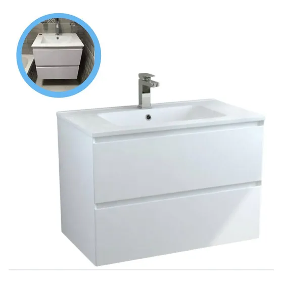 Vanitory Colgante Mueble Para Baño Bacha 70 Blanco Laqueado Blanco Blanco Un Agujero