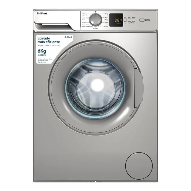 Lavarropas Brilliant 6kg Silver Brev6wms Color Gris