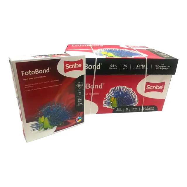 Caja 5000 Hojas Papel Fotobond Scribe Blanco Carta Impresion