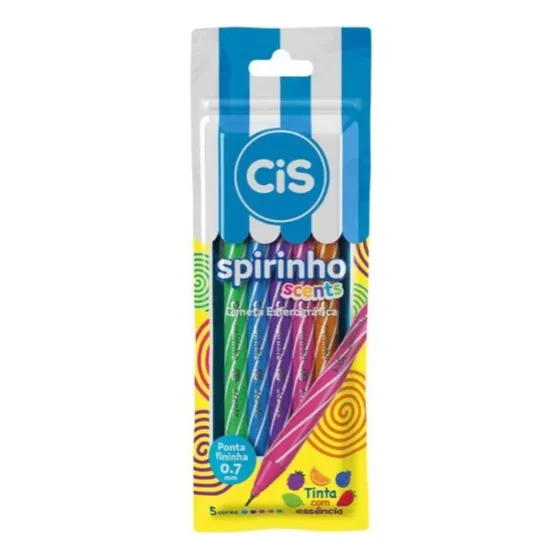 Caneta Esferográfica Cis Spirinho Scents 0.7mm 5 Cores Cor da tinta Colorida