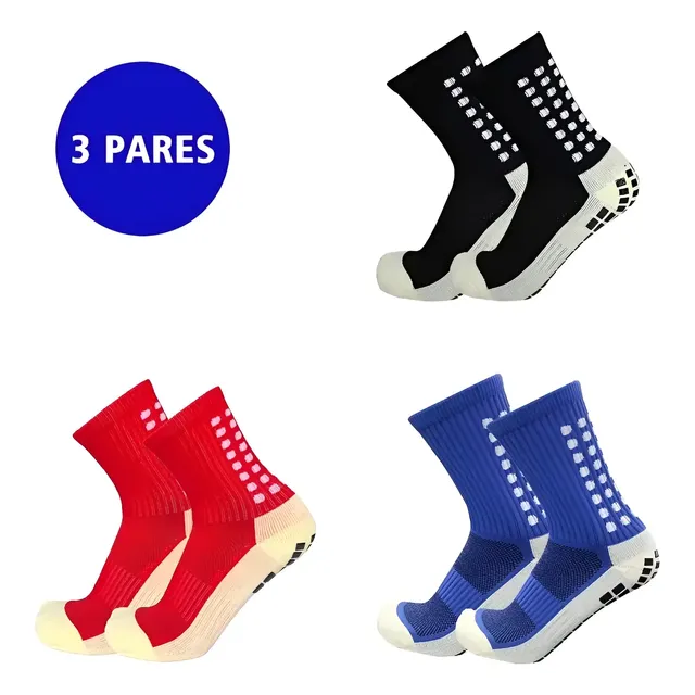 Kit 3 Pares Meia Antiderrapante Esportiva Futebol Treino
