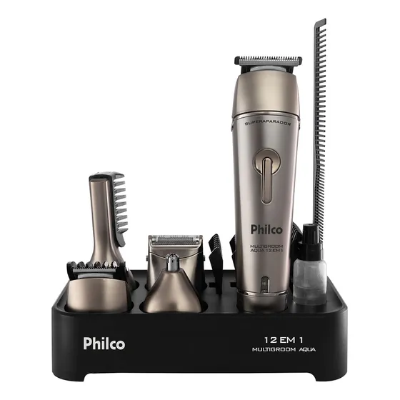 Aparador De Pelos Philco Pap15 Multigroom Aqua 12 Em 1 Cor Prata 127/220V