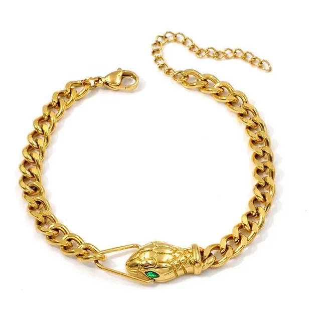 Pulsera Laminado En Oro 18k Esmeraldas Para Mujer Elegante