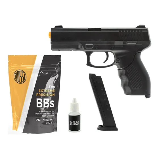 Arma Airsoft Spring Pistola 24/7 Vigor V310 + Bolinha + Óleo