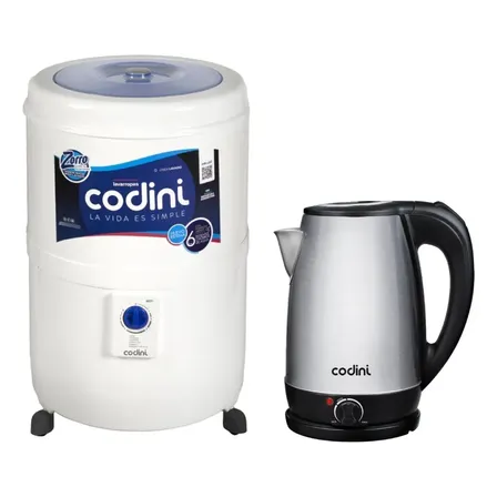 Combo Lavarropas Semiautomático 10 Kg Pava Termostato Codini Blanco