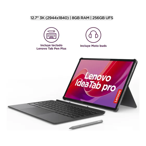 Lenovo Tab Pro 8gb+256gb Kb+pen Gris