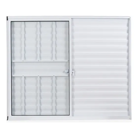 Janela De Alumínio Veneziana 100x120cm 3 Folhas 1 Fixa Com