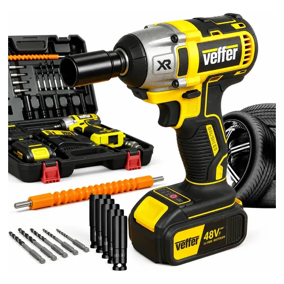 Chave Impacto 48v Ferramenta 2 Baterias Lítio Parafusadeira