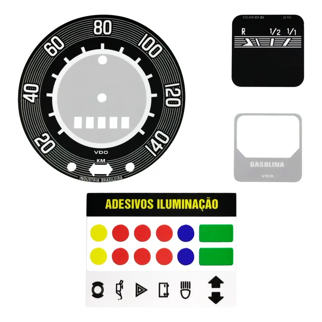 Kit Adesivo Velocímetro Relógio Combustível Fusca Em Preto