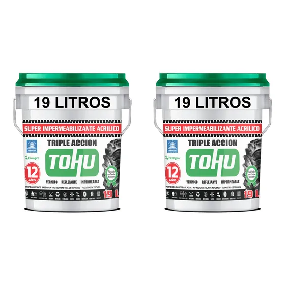 Par Super Impermeabilizante Tohu Siliconado Rinde 40m2 Reduce El Calor Y Ruidos Ecológico Hecho Con Llanta Reciclada Para Una Alta Durabilidad Color Rojo Terracota
