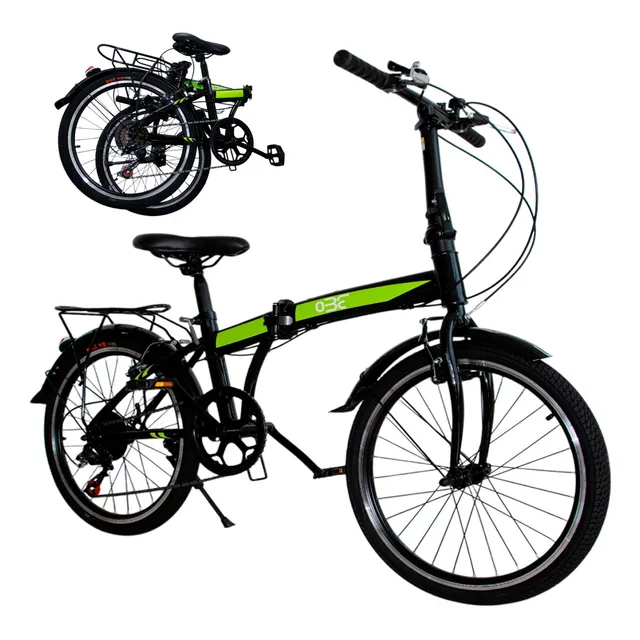 Bicicleta Plegable 7 Velocidades R22 Urbana Retro Bici Lumo Color Negro Tamaño del cuadro M