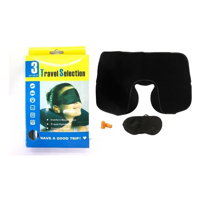 Kit De Viaje 3 En 1 Con Cojín Para El Cuello Y Gorro Para Lo