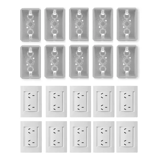 Combo Llaves Armadas De Luz Con Caja Embutir Pvc Rectangular