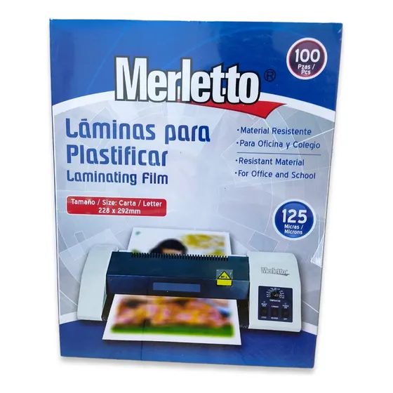 Lamina Para Plastificar 100piezas Tamaño Carta 125 Micras