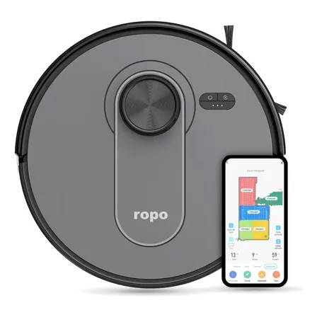 Robô Aspirador - Ropo Vision - Aspira E Passa Pano - Bivolt Preto