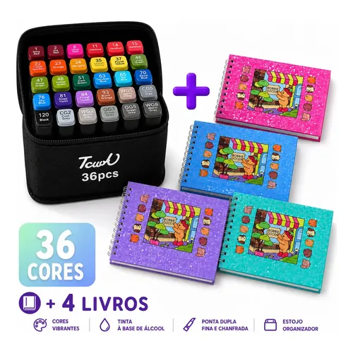 イラスト36枚セット Caneta Ponta Dupla Marker 36 Cores Zuixua Único | MercadoLivre