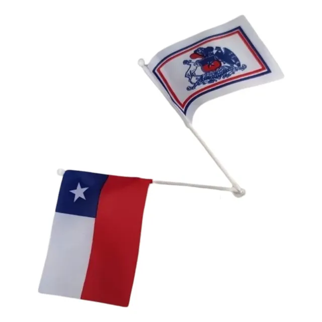 Pack Bandera Chilena + Escudo + Ventosa Vidrio 7x11cms