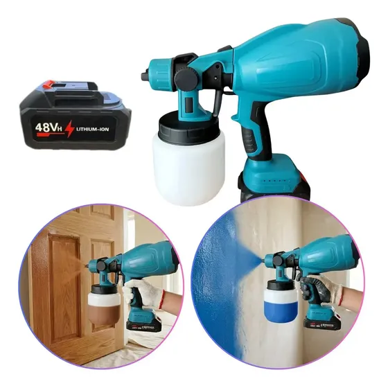 Pistola De Pintar Inalámbrica Bateria Compresor Pintura Celeste | Cuotas sin interés