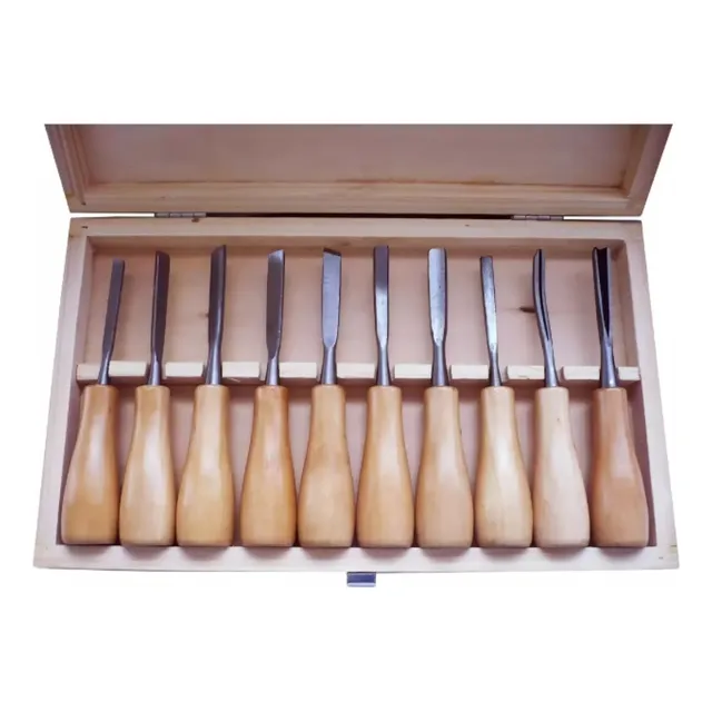 Gubias Para Madera Set X 10 Pcs Con Estuche De Madera