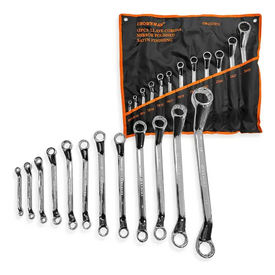 Llave Doble Punta Corona Curva Industrial 12pcs 6-32mm