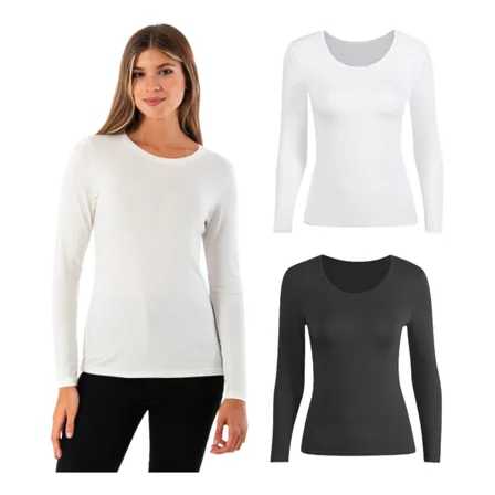 Pack 6 Camisetas Mujer Manga Larga Primera Capa Polar