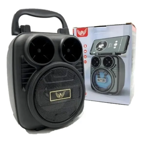 Caixinha Caixa Som Recarregável Bluetooth Usb Cartão Sd Mp3 Cor Preto