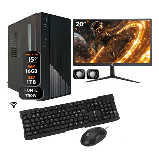 Computador Core I5 6°ger Ddr4 16gb Ssd 1tb 750w Monitor 20