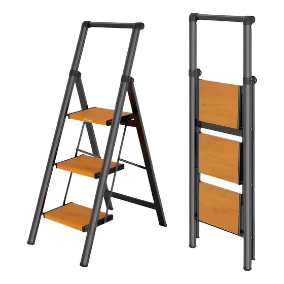 Escalera Aluminio Reforzado Con 3 Escalones Agarre Seguridad