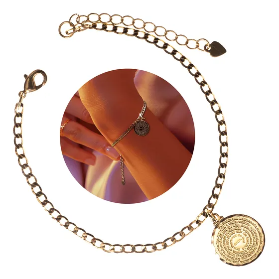 Pulseira Com Oração Pai Nosso Banhada A Ouro 18k