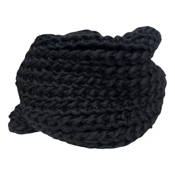 Bufanda Cuello Estilo Punto Inglés Lana Invierno Negra