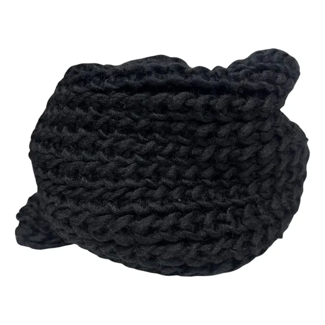 Bufanda Cuello Estilo Punto Inglés Lana Invierno Negra