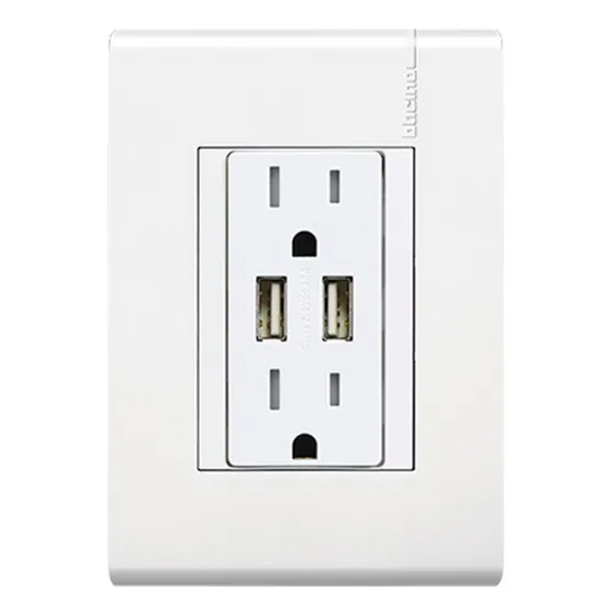 Contacto Electrico Con Placa Doble At Modus Pro E6028nusbptl Color Blanco