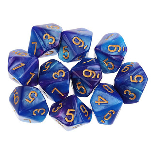 Conjunto De 10pcs 10 D10 Poliédrico 16mm Azul Púrpura Conjunto De 10pcs 10 D10 Poliédrico 16mm Azul Púrpura