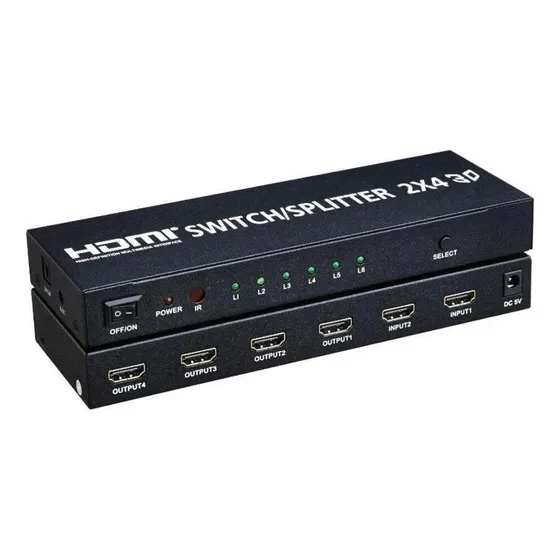 Divisor Switch E Splitter Hdmi 2x4 Hdmi 3d Full Hd