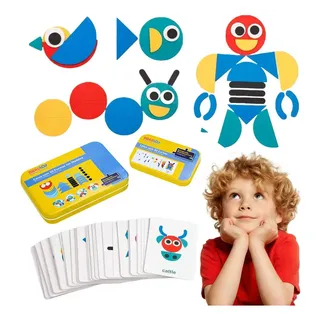 Brastoy Brinquedo Educativo De Madeira 36 Blocos E 60 Cartas