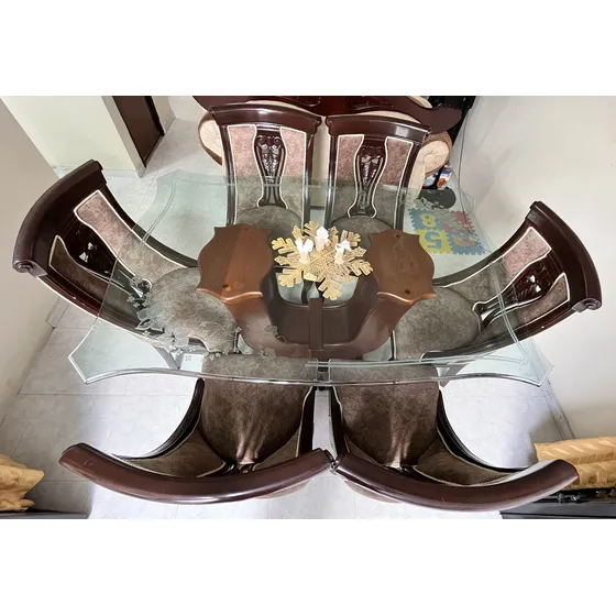 Juego De Comedor 6p Estilo Isabelino En Madera Flor Morado